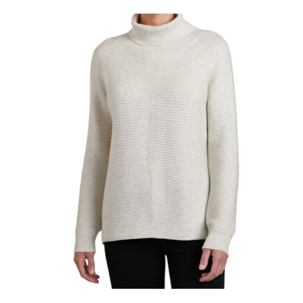 Kuhl Womens M Natural Solace Merino Wool Blend Cowl Neck Sweater